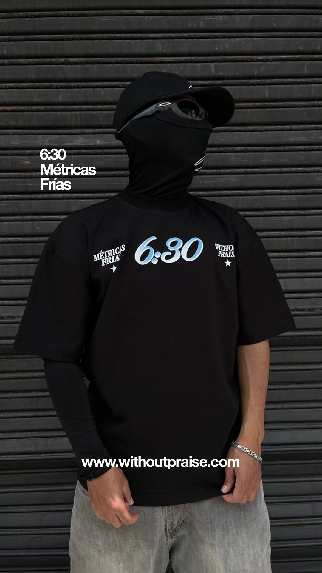 Camiseta Oversize Métricas frías “6:30” Negra