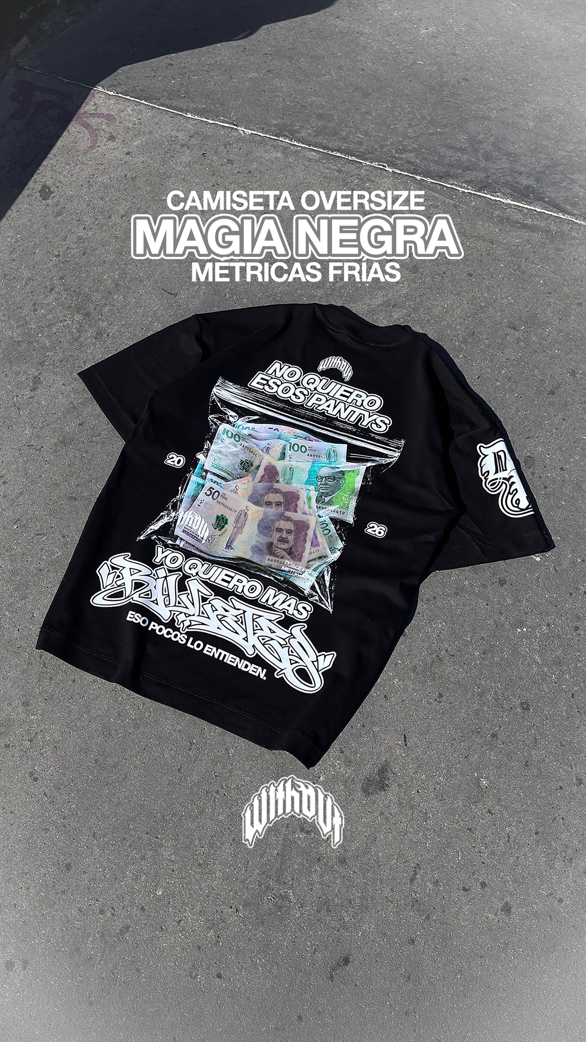 Camiseta Oversize Métricas Frías "Magia negra" | Negra
