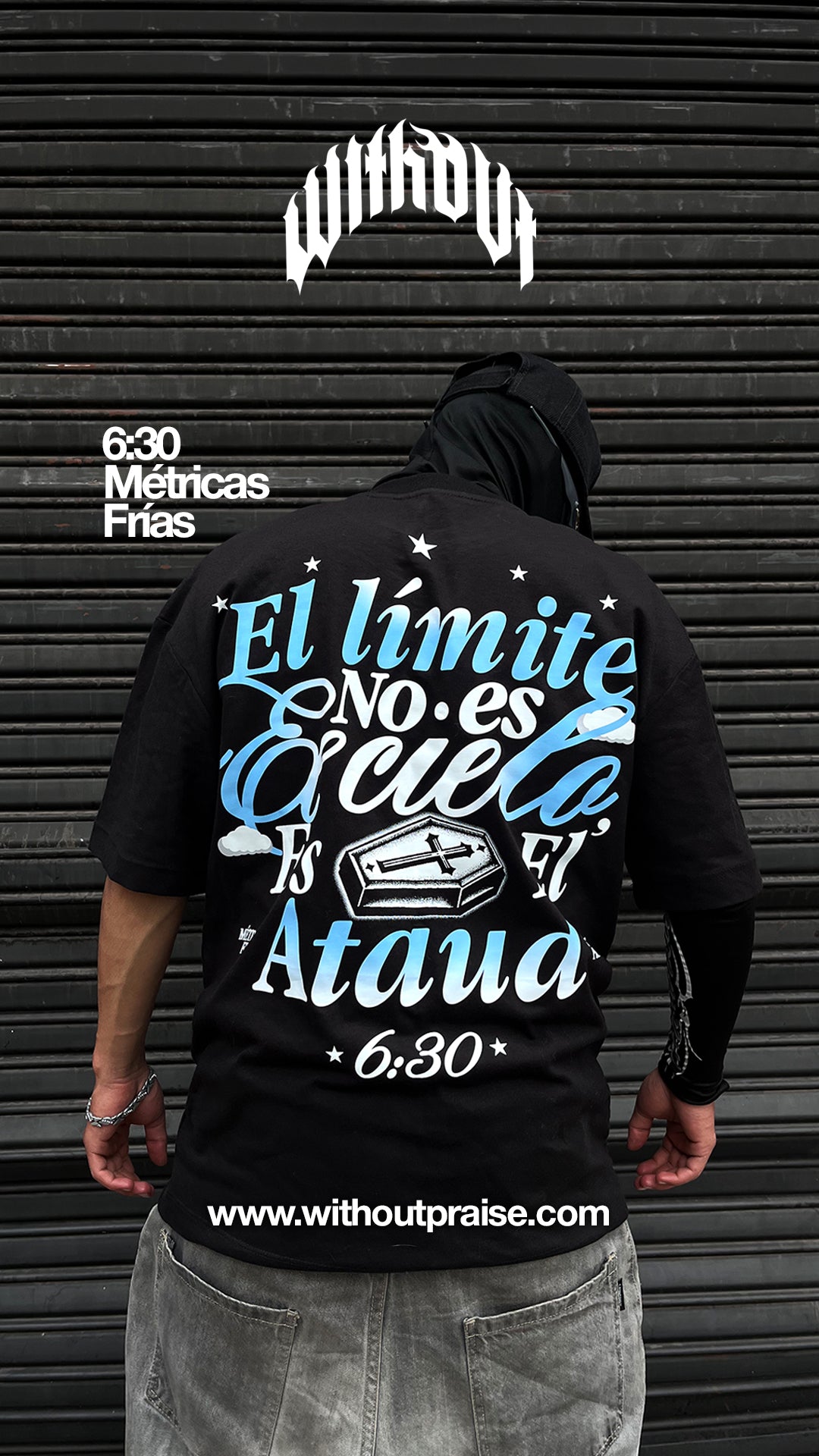 Camiseta Oversize Métricas frías “6:30” Negra