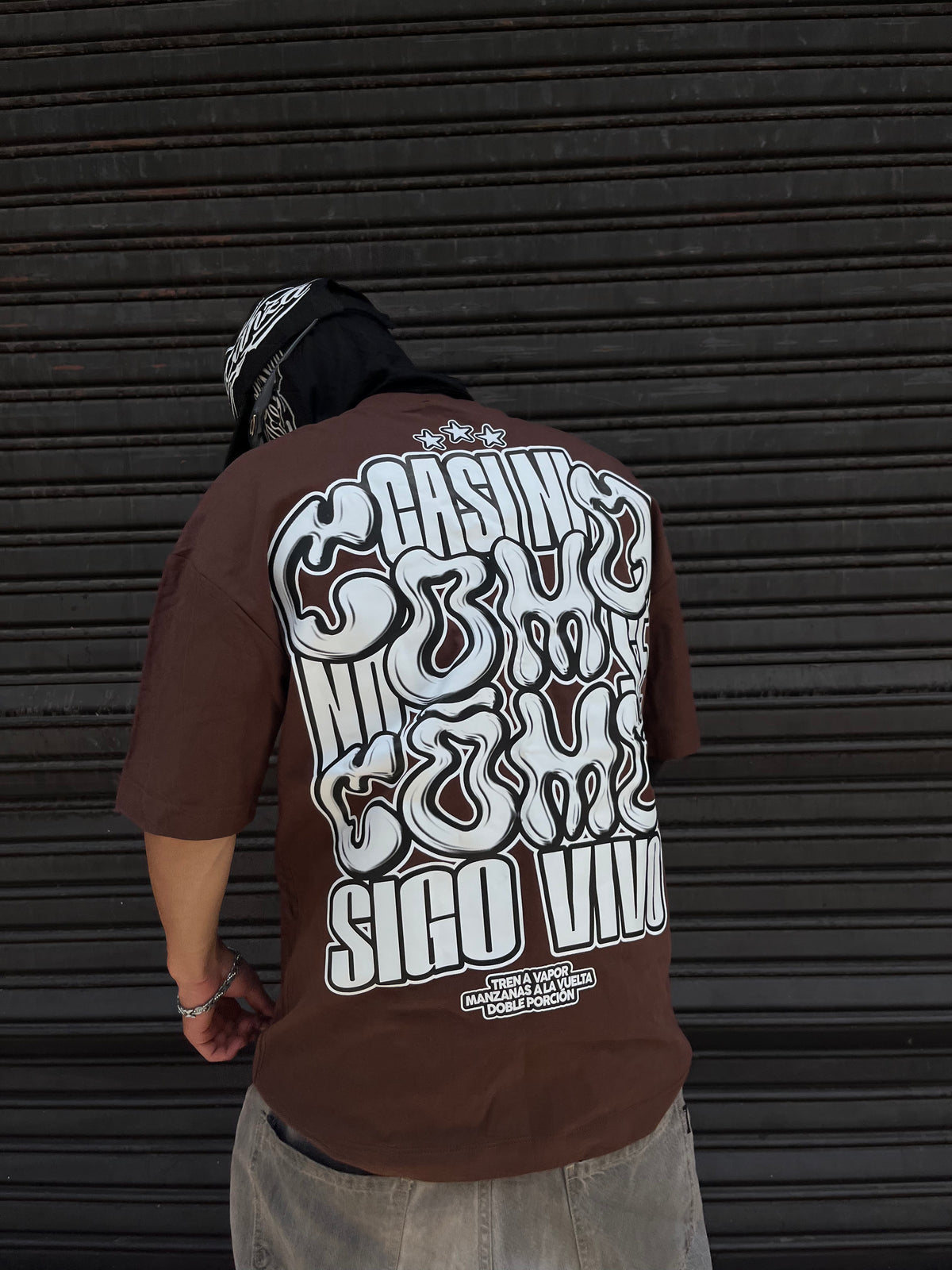 Camiseta Oversize "Tren a vapor" | Marron
