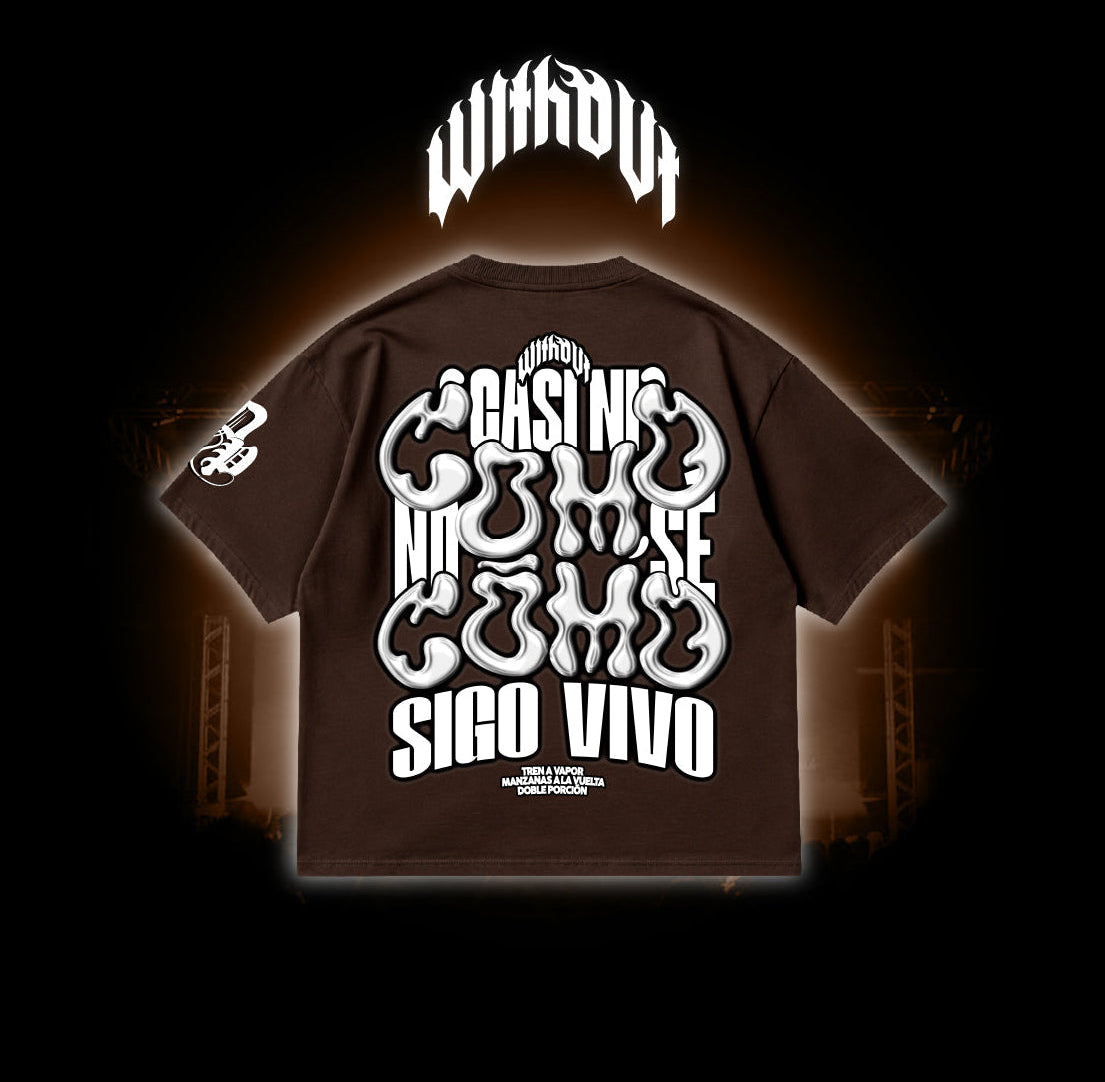 Camiseta Oversize "Tren a vapor" | Marron